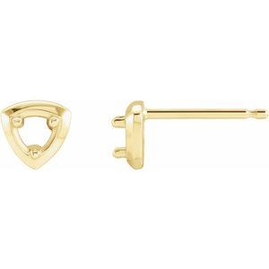 14K Yellow Gold 3 mm Round Geometric Earring Mounting