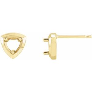 14K Yellow Gold 3.5 mm Round Geometric Earring Mounting