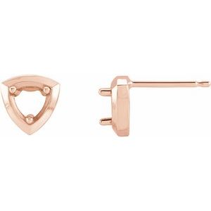 14K Rose Gold 3.5 mm Round Geometric Earring Mounting