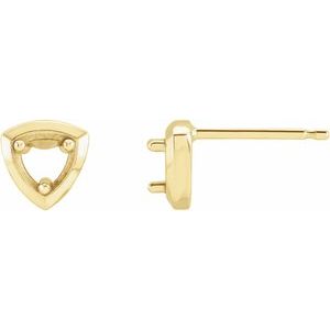 14K Yellow Gold 4.1 mm Round Geometric Earring Mounting