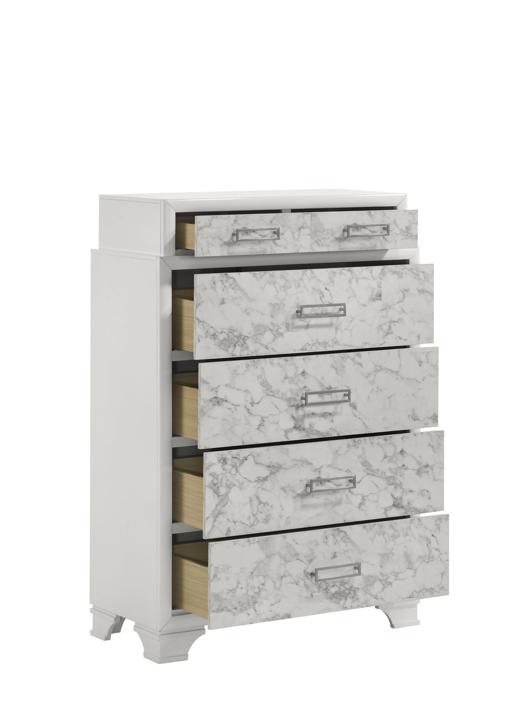 Soul Modern style Full 5PC bedroom set made with wood and Drawers in white