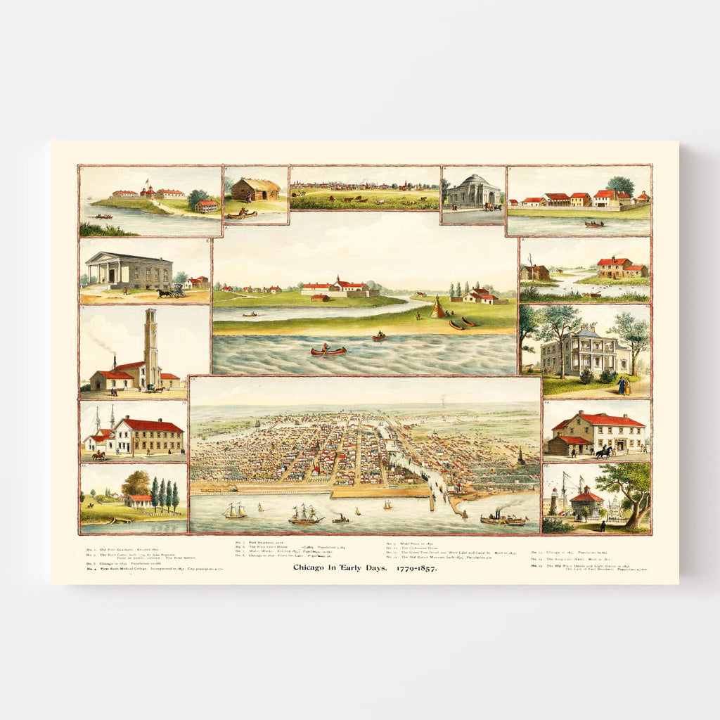 Vintage Map of Chicago, Illinois 1893