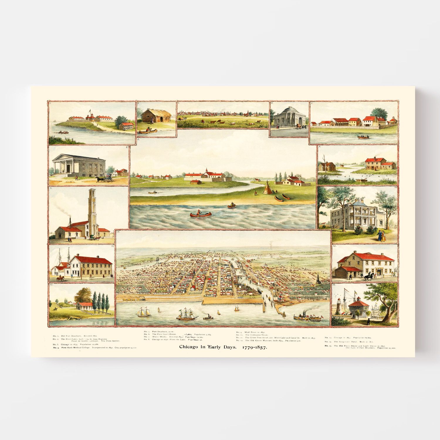 Vintage Map of Chicago, Illinois 1893