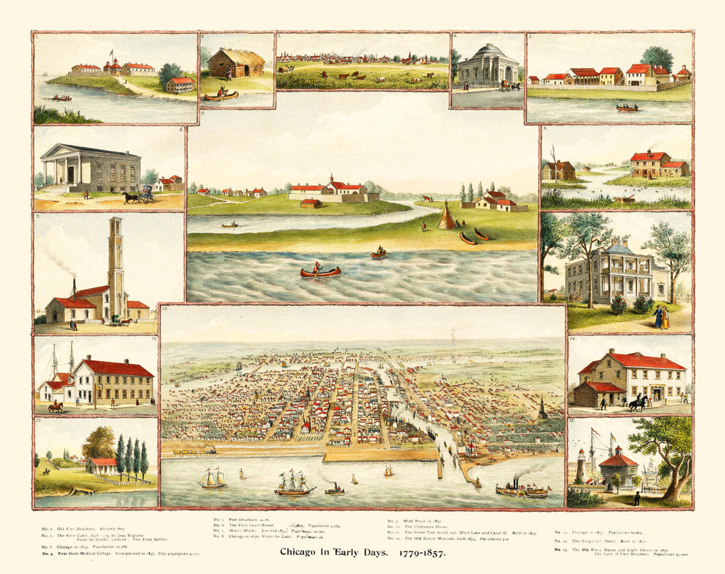 Vintage Map of Chicago, Illinois 1893