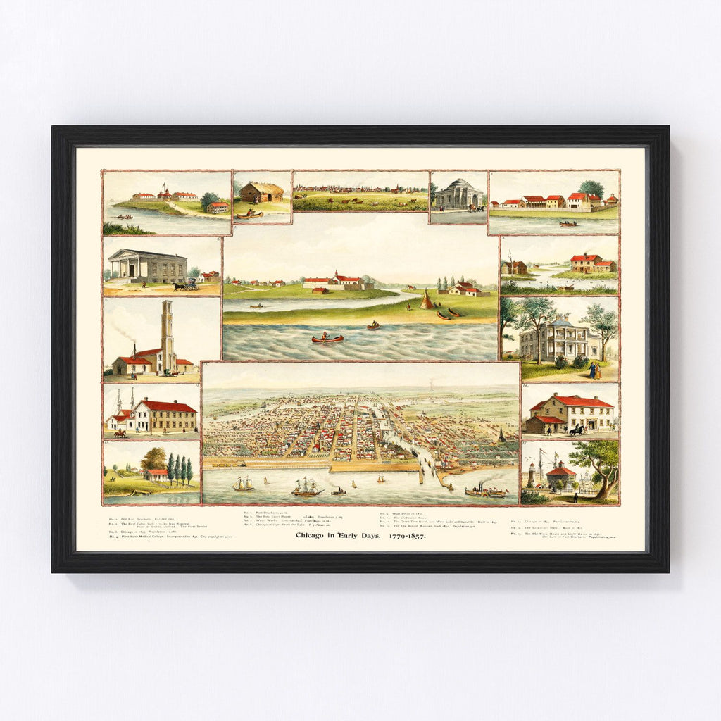 Vintage Map of Chicago, Illinois 1893