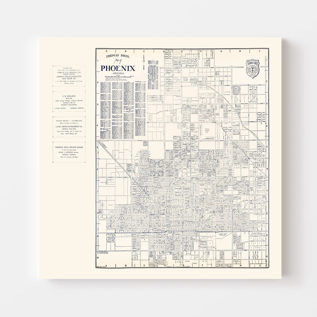 Vintage Map of Phoenix, Arizona 1920