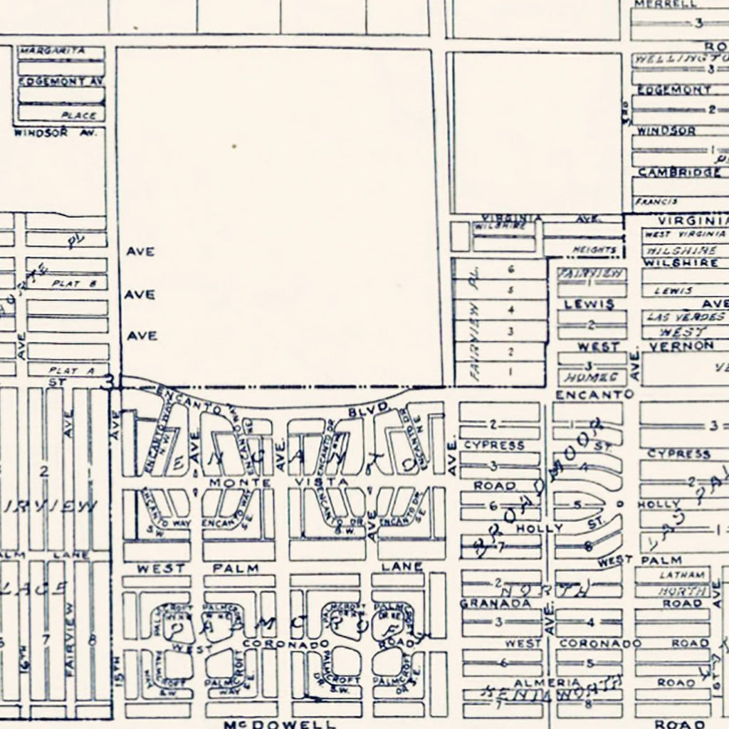 Vintage Map of Phoenix, Arizona 1920