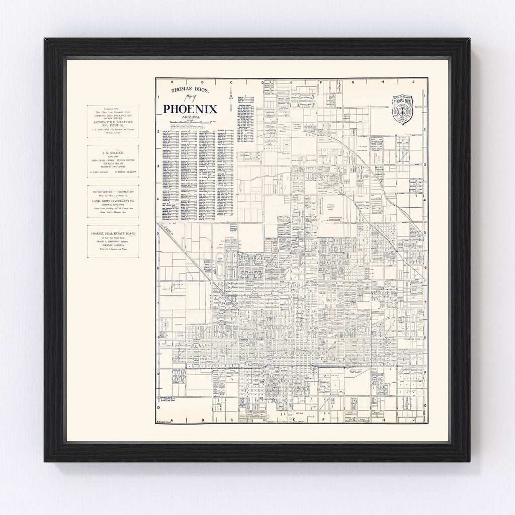 Vintage Map of Phoenix, Arizona 1920