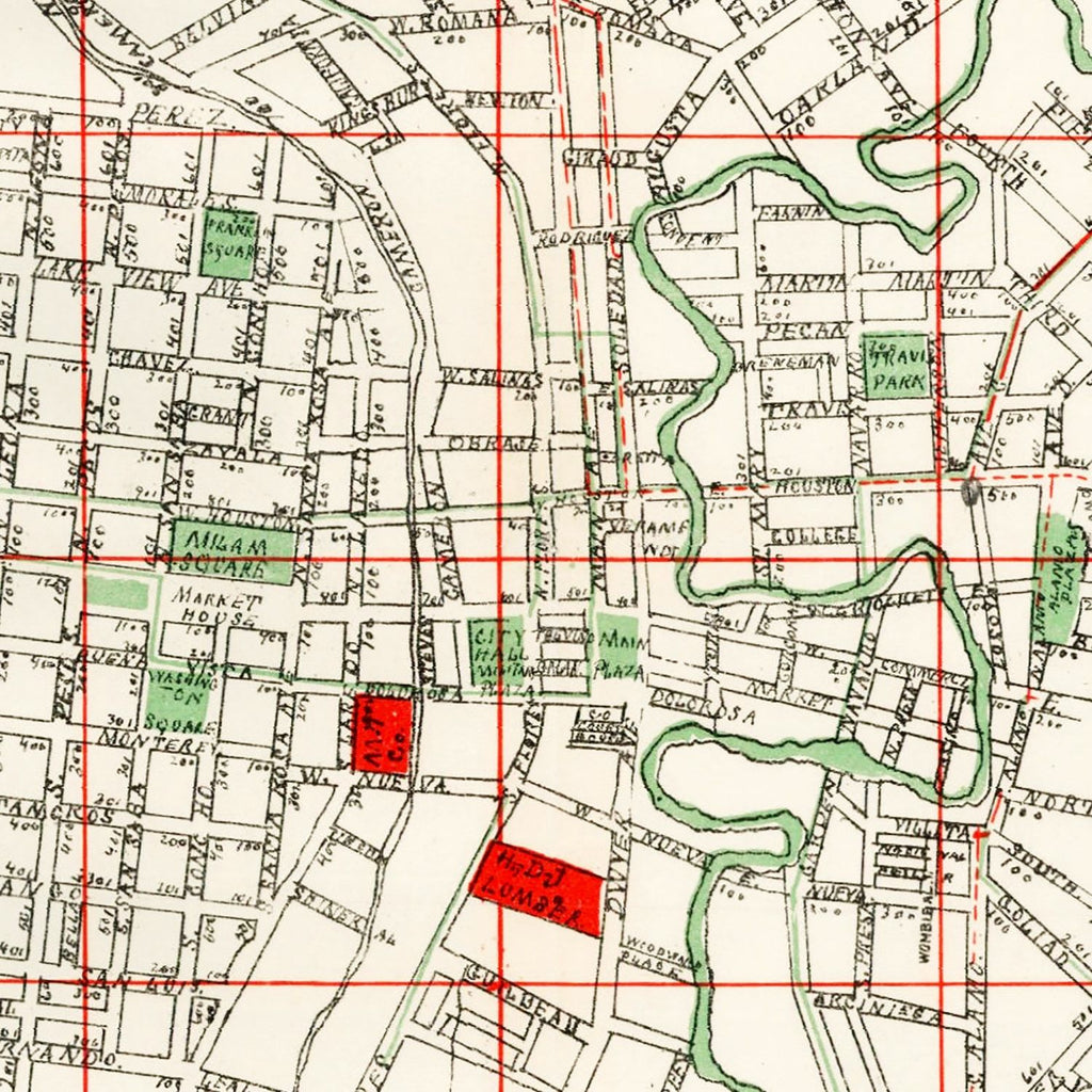 Vintage Map of San Antonio, Texas 1895