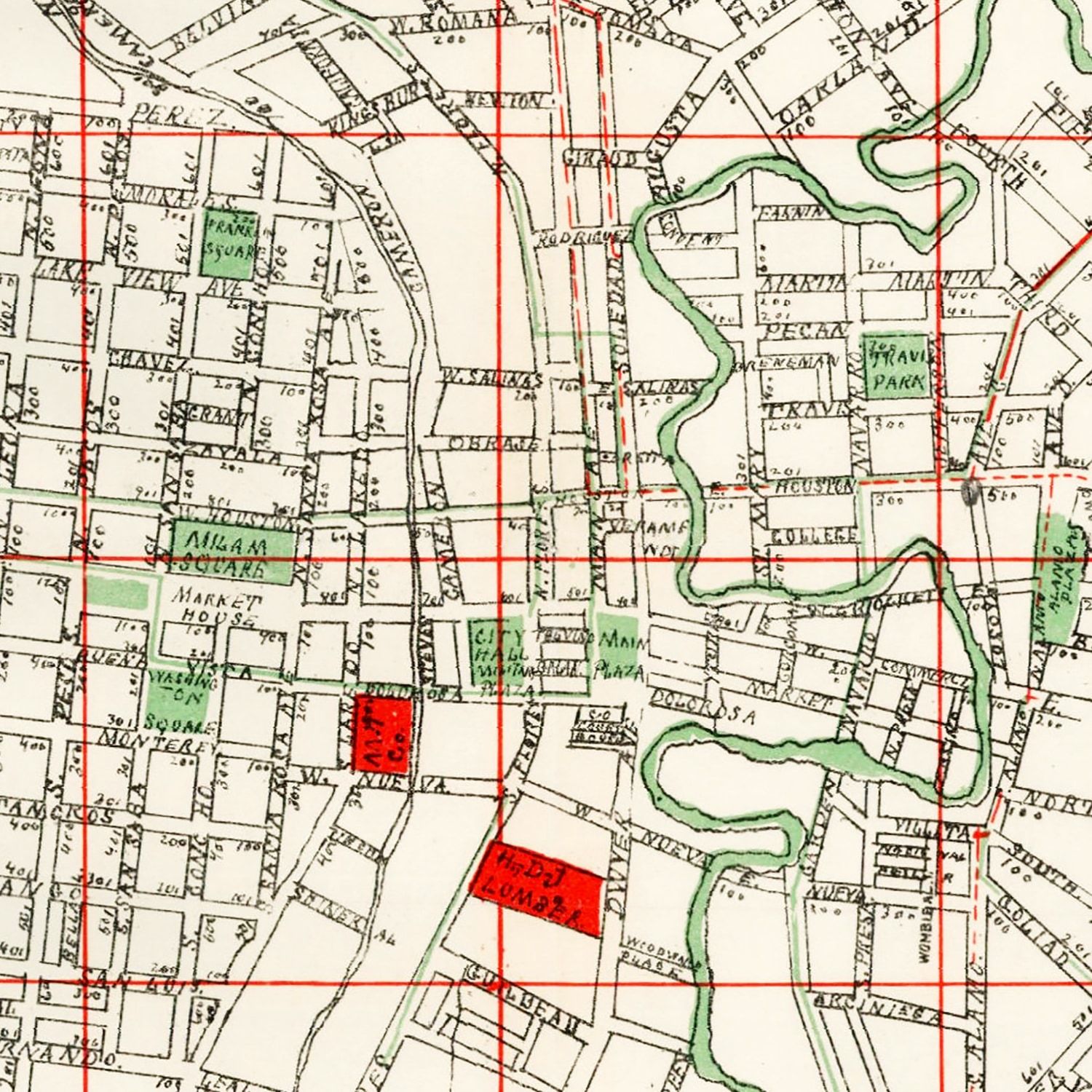 Vintage Map of San Antonio, Texas 1895