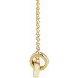 14K Yellow Gold .08 CTW Natural Diamond Interlocking Circle 18" Necklace