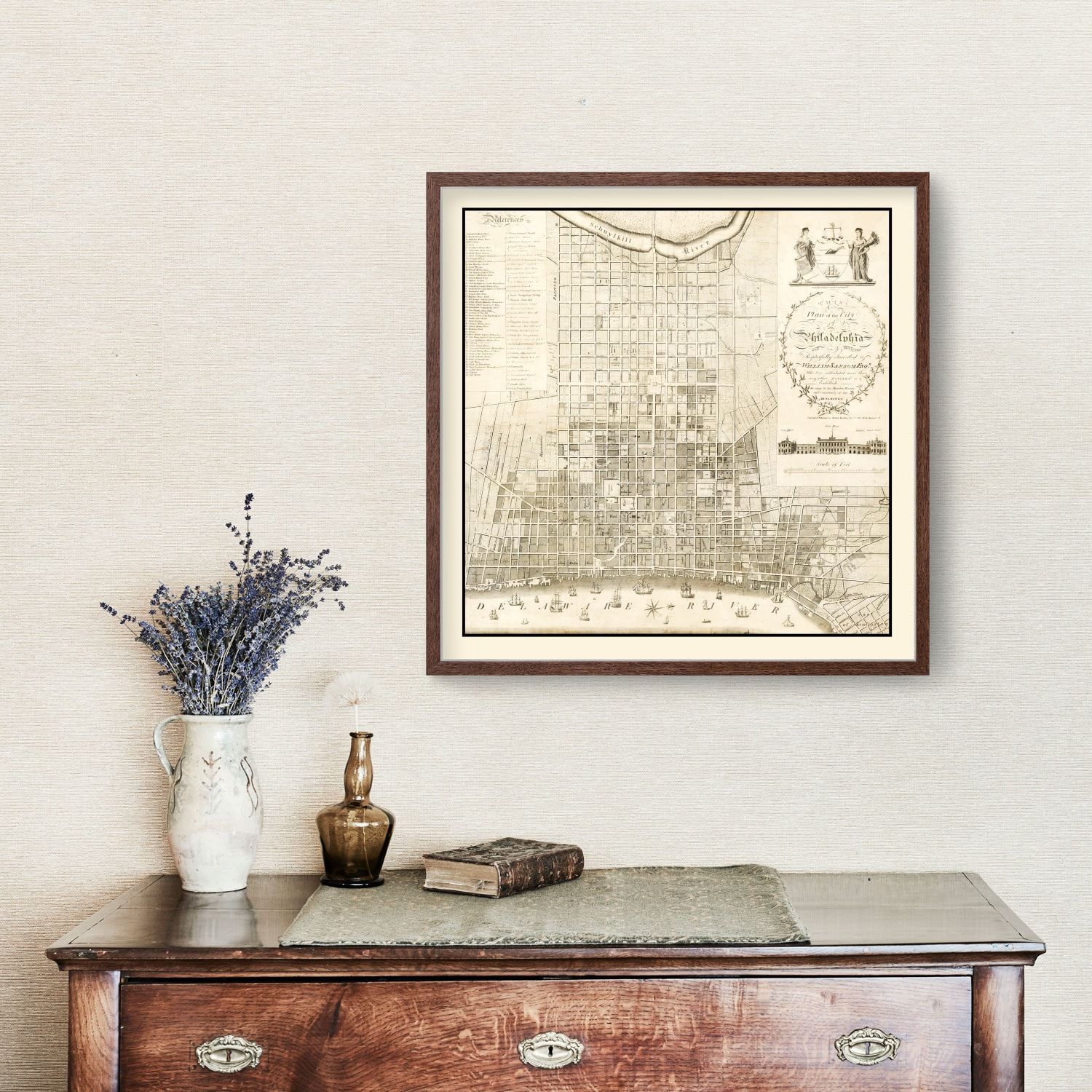 Vintage Map of Philadelphia, Pennsylvania 1819