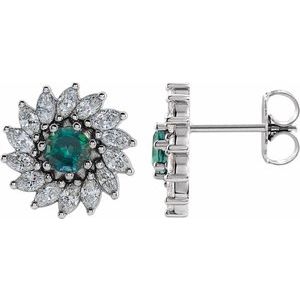 Sterling Silver 5 mm Lab-Grown Alexandrite & 1 3/8 CTW Natural Diamond Earrings