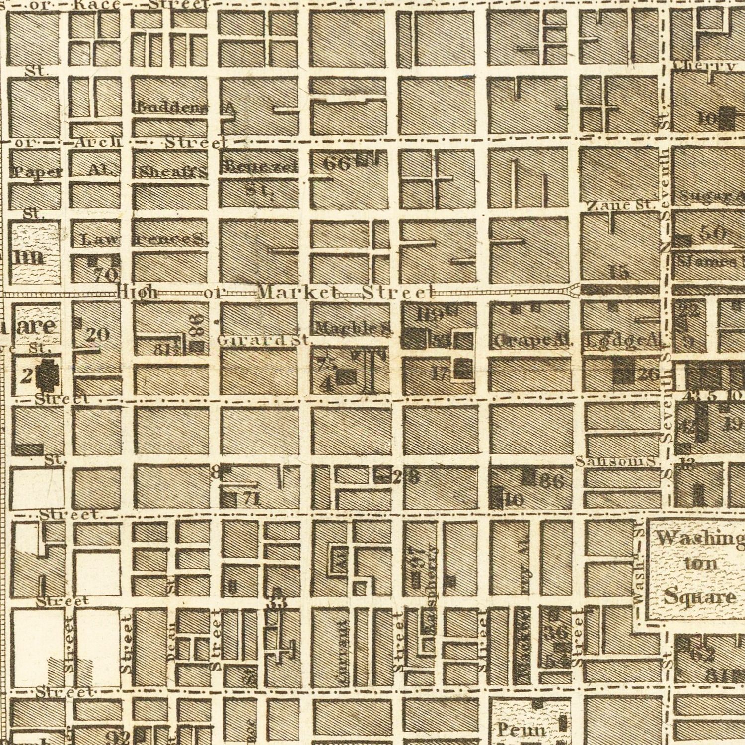 Vintage Map of Philadelphia, Pennsylvania 1846
