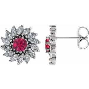 Platinum 5.5 mm Natural Ruby & 2 1/5 CTW Natural Diamond Earrings