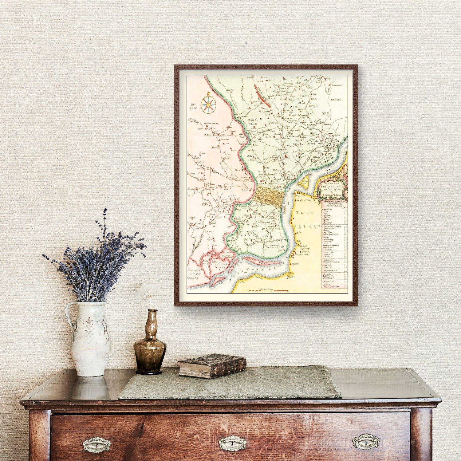 Vintage Map of Philadelphia, Pennsylvania 1753