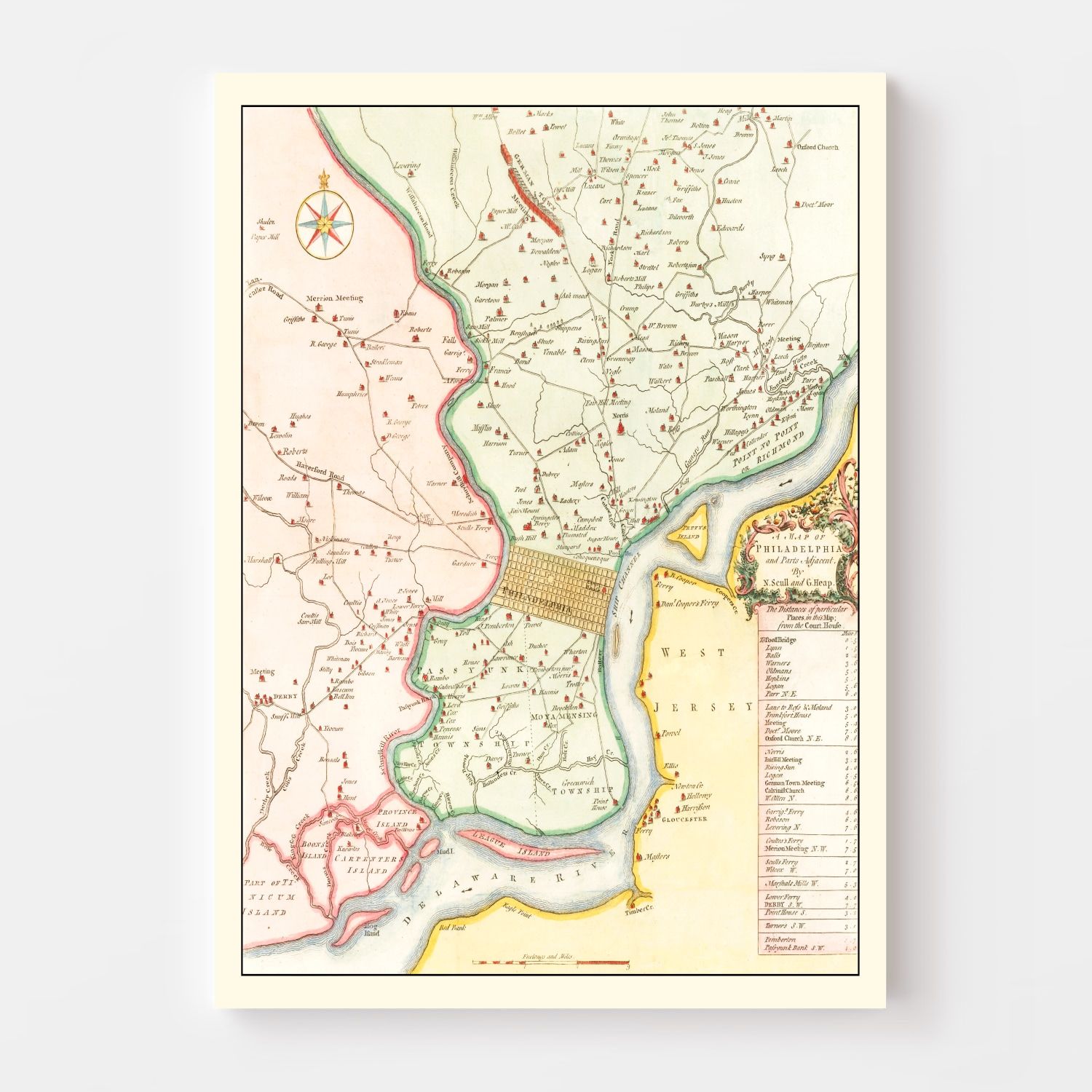 Vintage Map of Philadelphia, Pennsylvania 1753