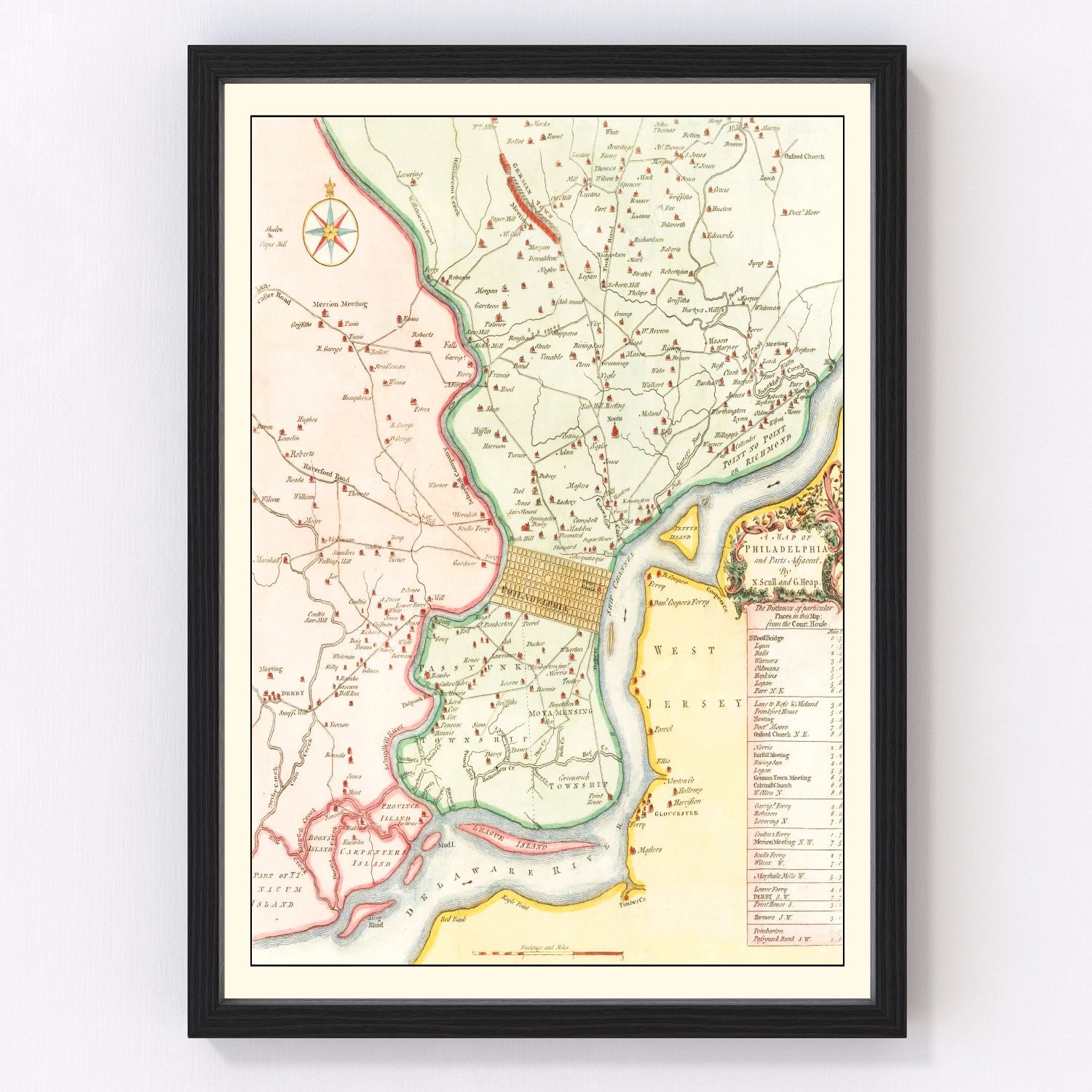 Vintage Map of Philadelphia, Pennsylvania 1753