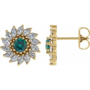 14K Yellow Gold 3.5 mm Natural Alexandrite & 3/4 CTW Natural Diamond Earrings