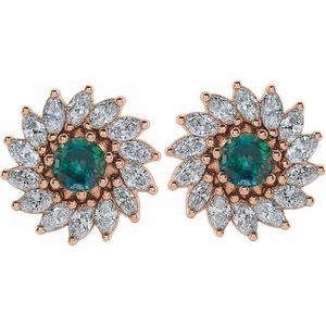 14K Rose Gold 3.5 mm Natural Alexandrite & 3/4 CTW Natural Diamond Earrings – image 2