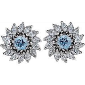 Sterling Silver 6 mm Natural Aquamarine & 2 1/5 CTW Natural Diamond Earrings – image 2