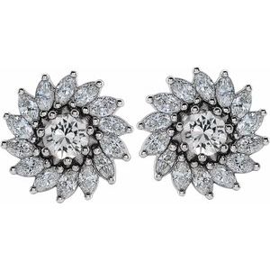 Platinum 3.5 mm Natural White Sapphire & 3/4 CTW Natural Diamond Earrings – image 2