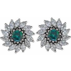 Sterling Silver 3.5 mm Natural Alexandrite & 3/4 CTW Natural Diamond Earrings – image 2