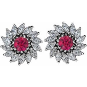 Platinum 3.5 mm Natural Ruby & 3/4 CTW Natural Diamond Earrings – image 2