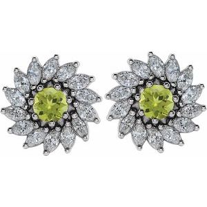 Sterling Silver 5 mm Natural Peridot & 1 3/8 CTW Natural Diamond Earrings – image 2