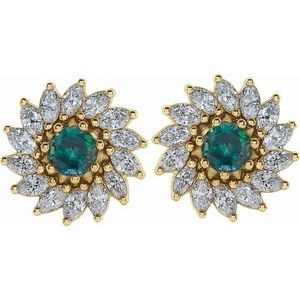 14K Yellow Gold 3.5 mm Natural Alexandrite & 3/4 CTW Natural Diamond Earrings – image 2