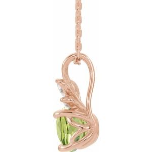 14K Rose Gold Natural Peridot & 1/10 CTW Natural Diamond 16-18" Necklace