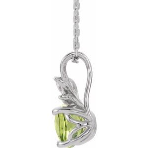 14K White Gold Natural Peridot & 1/10 CTW Natural Diamond 16-18" Necklace