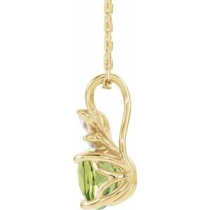 14K Yellow Gold Natural Peridot & 1/10 CTW Natural Diamond 16-18" Necklace