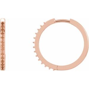 14K Rose Gold 1.3 mm Round Accented 18 mm Hoop Earring Mounting