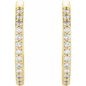 14K Yellow Gold 1/5 CTW Natural Diamond Hinged 18 mm Hoop Earrings – image 2