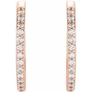 14K Rose Gold 1/5 CTW Natural Diamond Hinged 18 mm Hoop Earrings