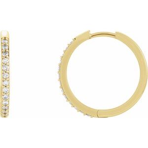 14K Yellow Gold 1/5 CTW Natural Diamond Hinged 18 mm Hoop Earrings