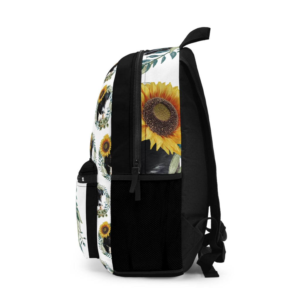 Cute Black Puppy with Sunflower Hat Backpack