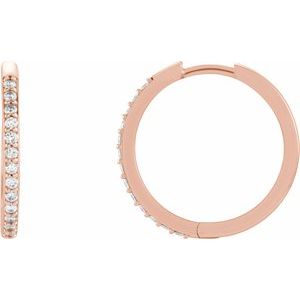 14K Rose Gold 1/5 CTW Natural Diamond Hinged 18 mm Hoop Earrings