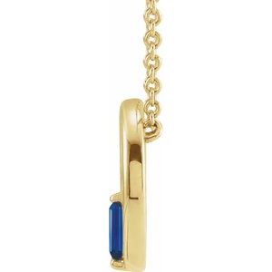 14K Yellow Gold Natural Blue Sapphire Circle 16-18" Necklace