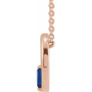 14K Rose Gold Natural Blue Sapphire Circle 16-18" Necklace