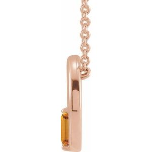 14K Rose Gold Natural Citrine Circle 16-18" Necklace