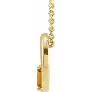 14K Yellow Gold Natural Citrine Circle 16-18" Necklace