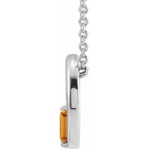 Platinum Natural Citrine Circle 16-18" Necklace