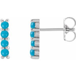 Platinum Natural Turquoise Bar Earrings