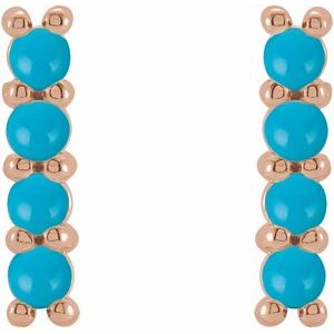 14K Rose Gold Natural Turquoise Bar Earrings