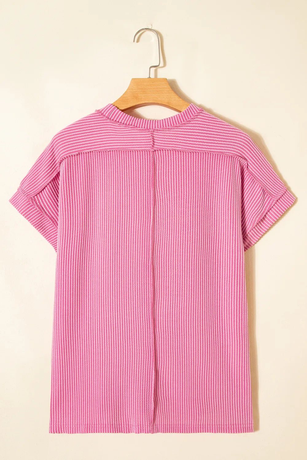 Exposed Stitching Textured Knit T-shirt