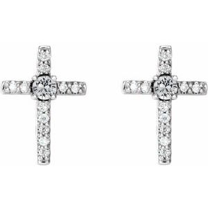 Sterling Silver 1/10 CTW Natural Diamond Cross Earrings – image 2