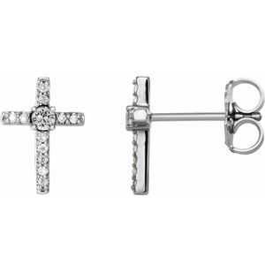 Sterling Silver 1/10 CTW Natural Diamond Cross Earrings