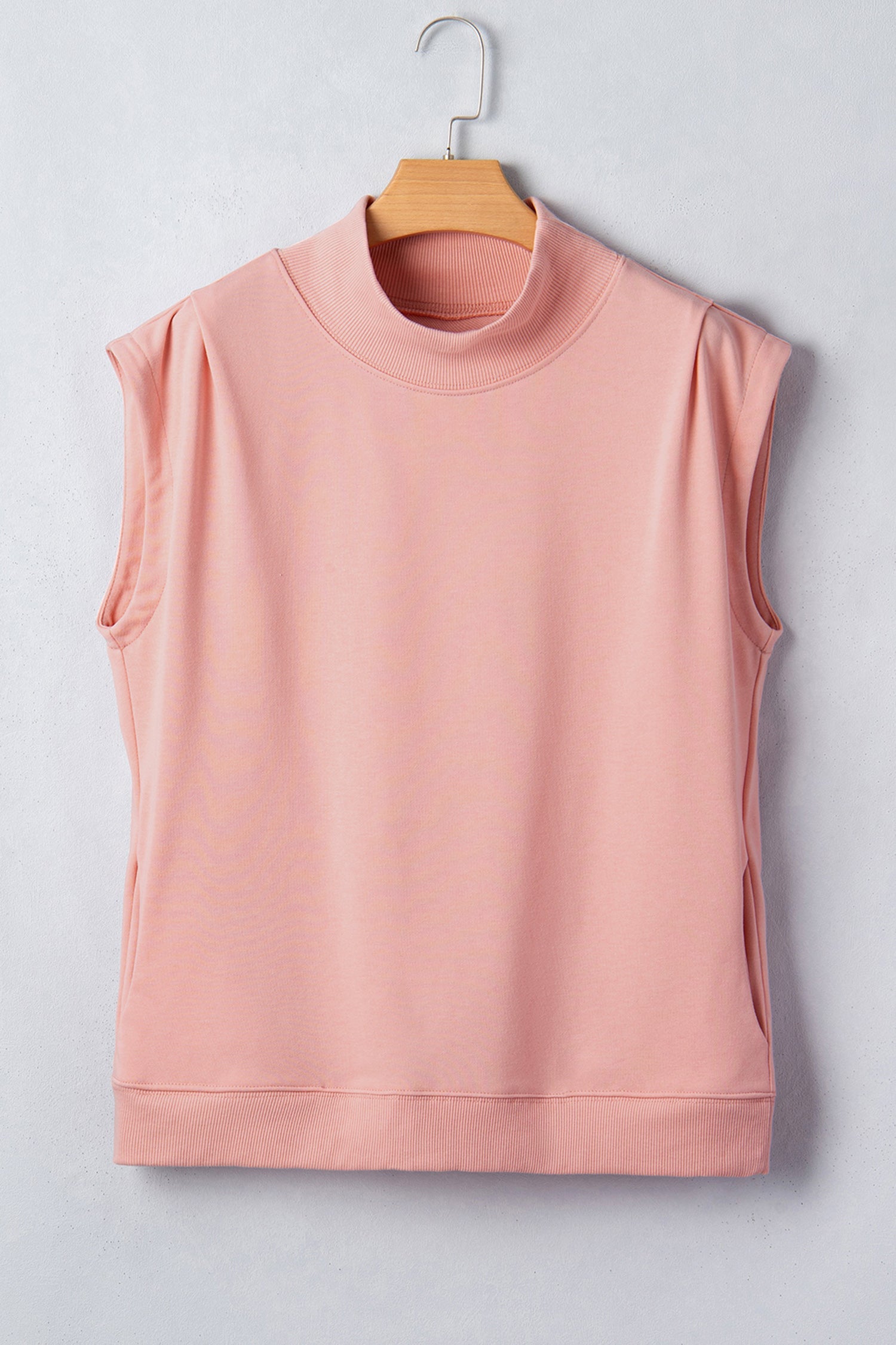 Solid Mock Neck Cap Sleeve Oversized Top